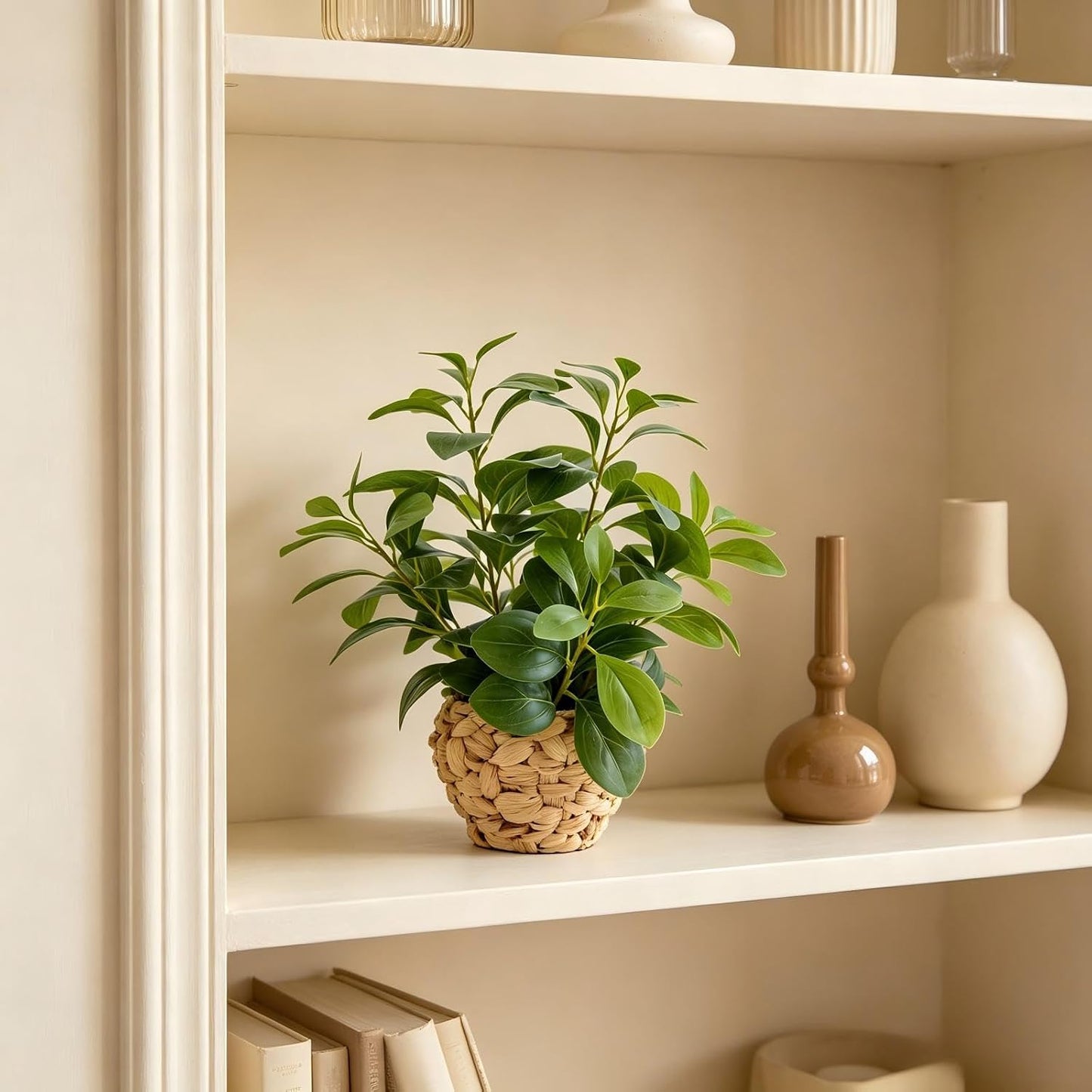 Fake Plants Artificial Indoor Succulents Home Office Decor | Artificial plants with rustic black clay planter ideal bathroom kitchen office farmhouse desk living room indoor decor