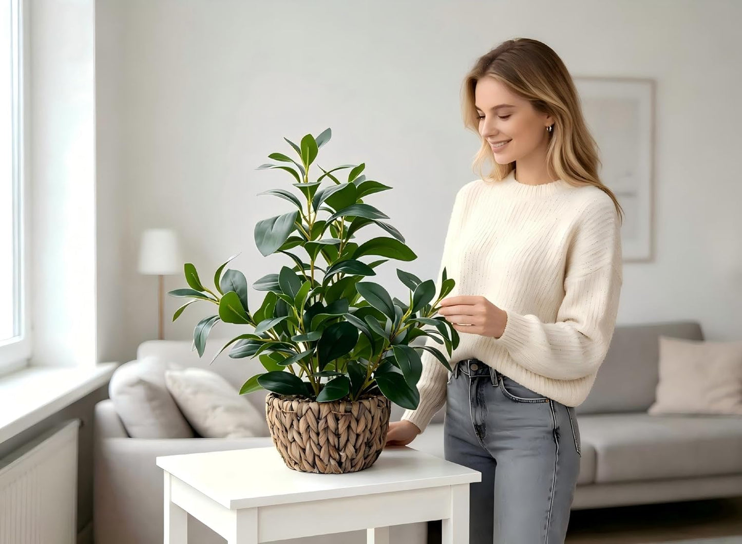 Fake Plants Artificial Indoor Succulents Home Office Decor | Artificial plants with rustic black clay planter ideal bathroom kitchen office farmhouse desk living room indoor decor