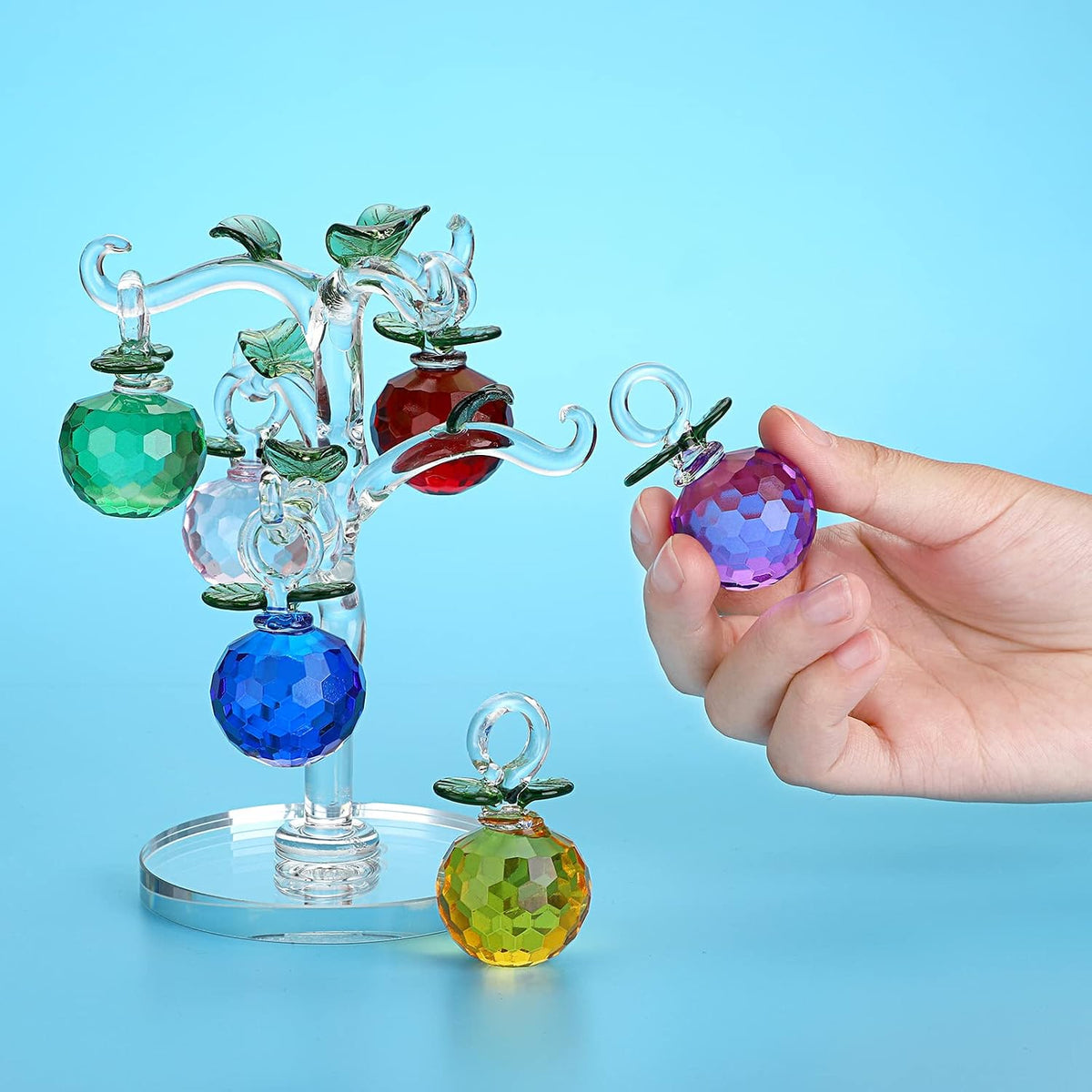 Crystal Apple Tree Ornaments Artificial Glass Apple Tree Figurines