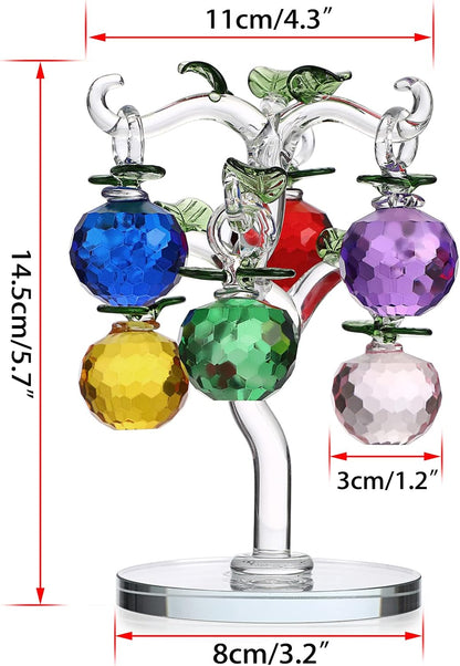 Crystal Apple Tree Ornaments Artificial Glass Apple Tree Figurines