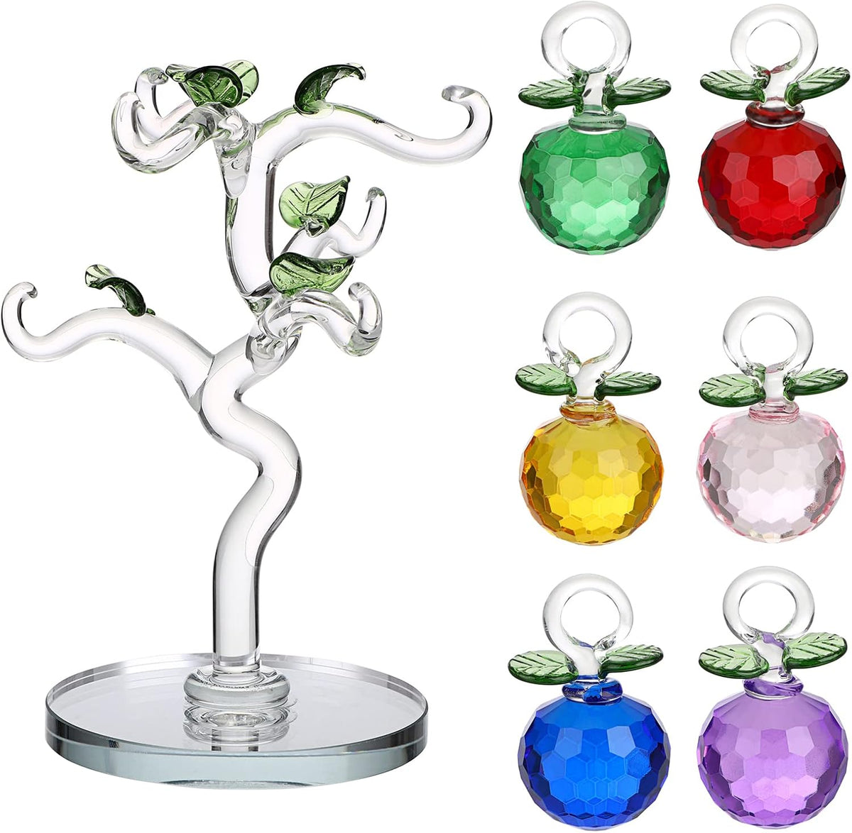 Crystal Apple Tree Ornaments Artificial Glass Apple Tree Figurines