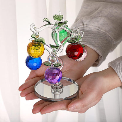 Crystal Apple Tree Ornaments Artificial Glass Apple Tree Figurines