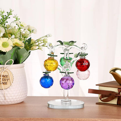 Crystal Apple Tree Ornaments Artificial Glass Apple Tree Figurines