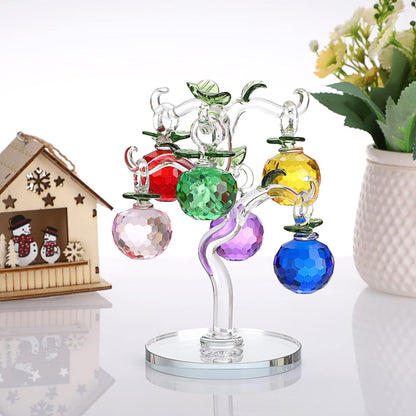 Crystal Apple Tree Ornaments Artificial Glass Apple Tree Figurines
