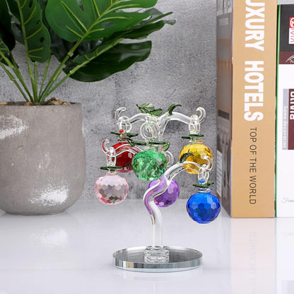 Crystal Apple Tree Ornaments Artificial Glass Apple Tree Figurines