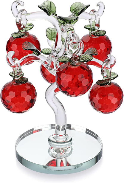 Crystal Apple Tree Ornaments Artificial Glass Apple Tree Figurines