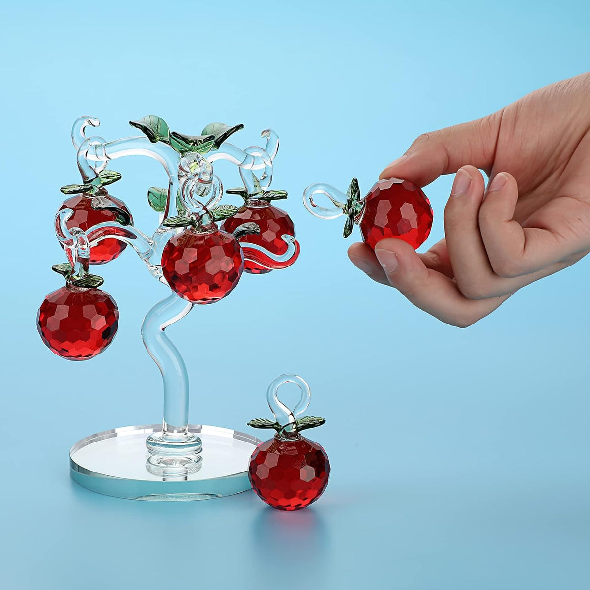Crystal Apple Tree Ornaments Artificial Glass Apple Tree Figurines