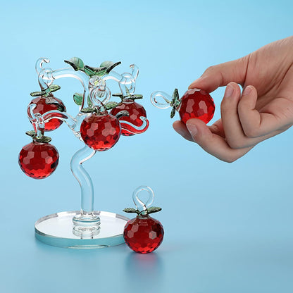 Crystal Apple Tree Ornaments Artificial Glass Apple Tree Figurines