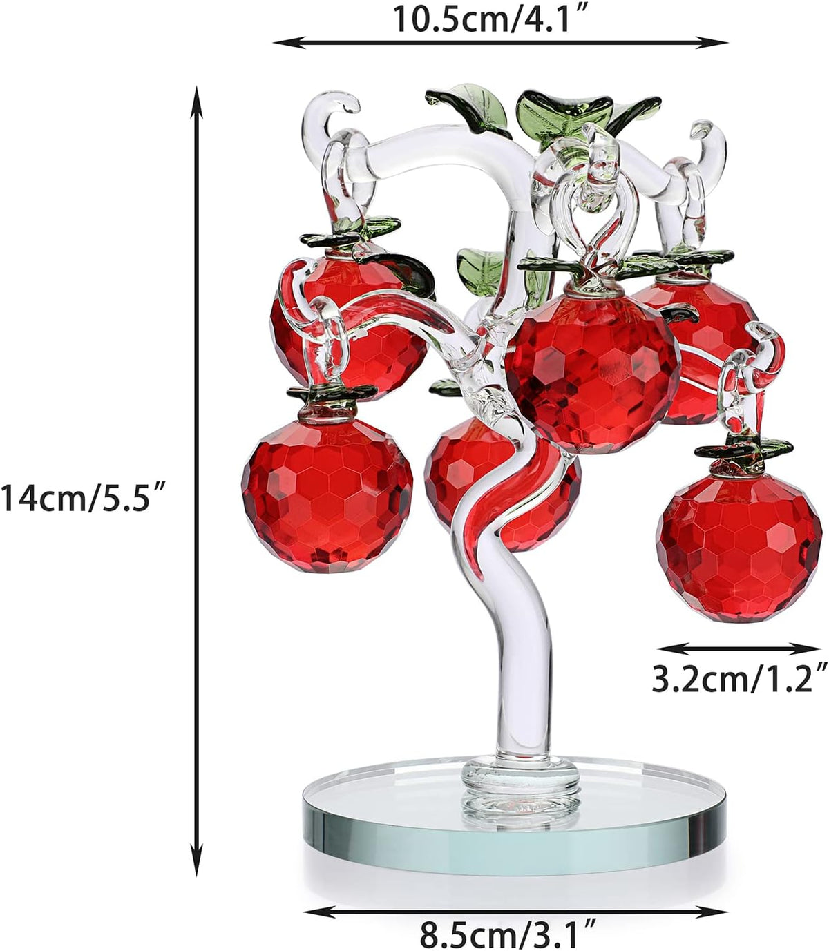 Crystal Apple Tree Ornaments Artificial Glass Apple Tree Figurines