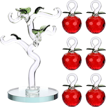 Crystal Apple Tree Ornaments Artificial Glass Apple Tree Figurines