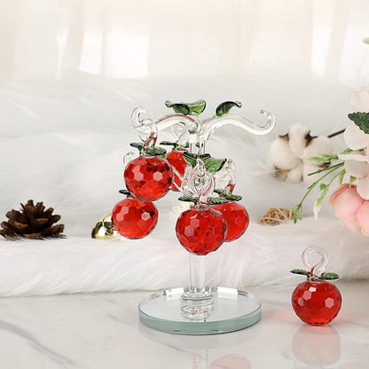 Crystal Apple Tree Ornaments Artificial Glass Apple Tree Figurines