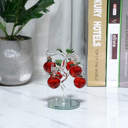 Crystal Apple Tree Ornaments Artificial Glass Apple Tree Figurines