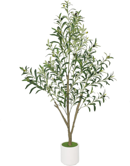 Faux Olive Tree Olive Trees Artificial Indoor with White Planter (5 FT)