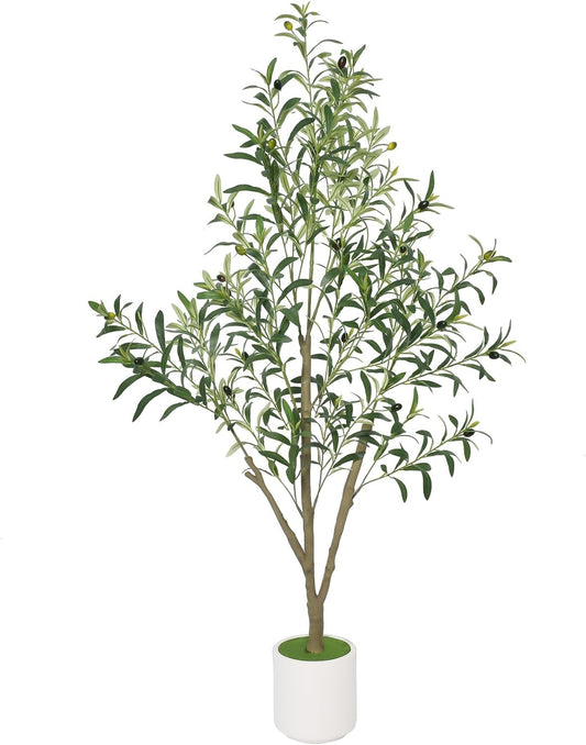 Faux Olive Tree Olive Trees Artificial Indoor with White Planter (5 FT)