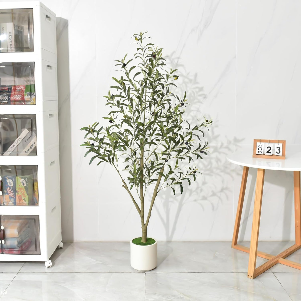 Faux Olive Tree Olive Trees Artificial Indoor with White Planter (5 FT)