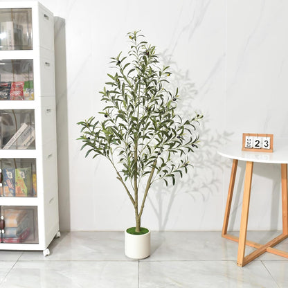 Faux Olive Tree Olive Trees Artificial Indoor with White Planter (5 FT)
