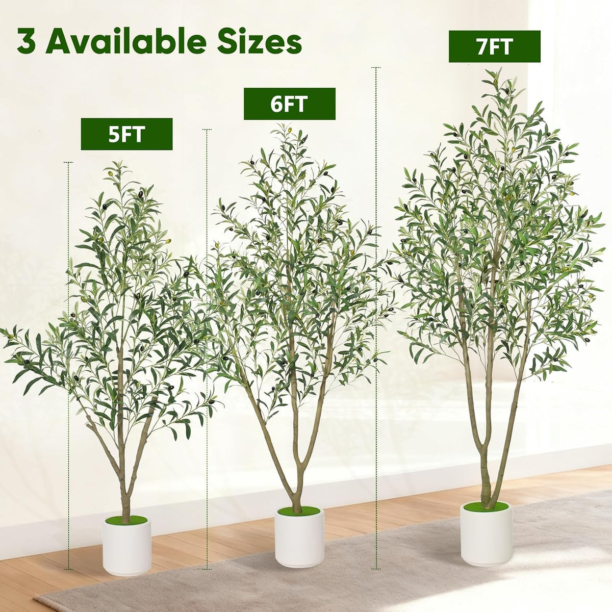 Faux Olive Tree Olive Trees Artificial Indoor with White Planter (5 FT)