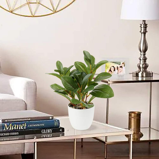 Artificial Plants Mini Camellia Potted Fake Plants Small Faux Plastic Plants Desk Plant Artificial Flowers with Vase for Home Office Desk Kitchen Garden Indoor Decor