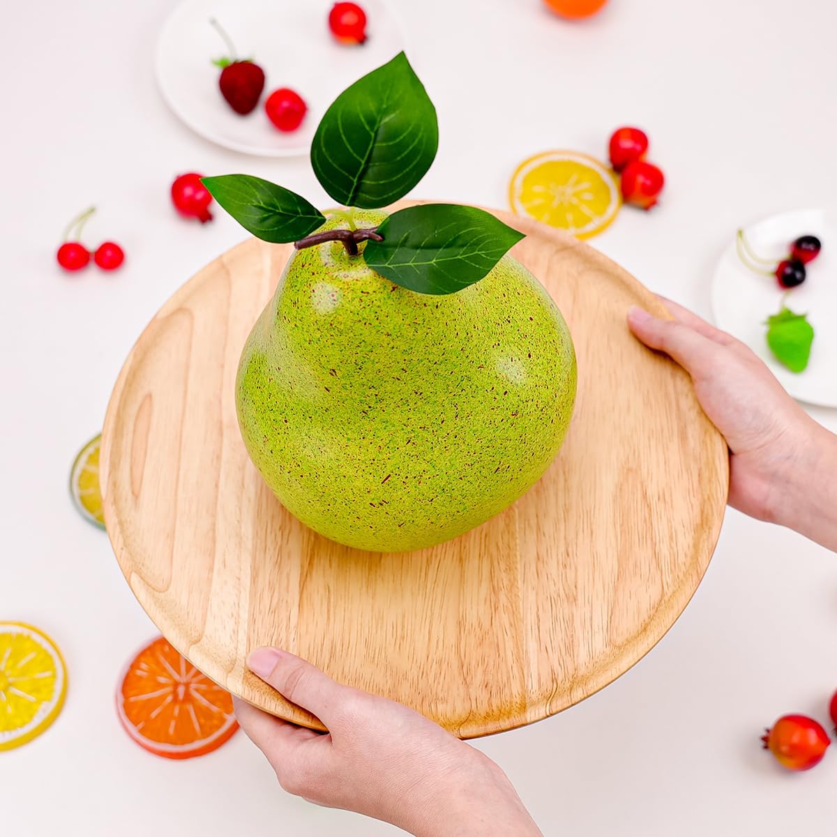8.3 Inch Fake Huge Pomegranate Decoration Artificial Oversize Fruit Display Lifelike Biggest Prop Model for Birthday Christmas Farmhouse Storefront - 1 PCS