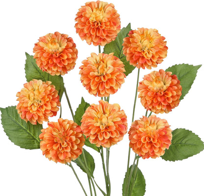 27.6" Pink Artificial Dahlia Flowers 3Pcs Fake Roses Bouquet Ball Dahlia Flower Arrangement Faux Pincushion Flower with 3 Heads Long Stem for Centerpiece Home Decor