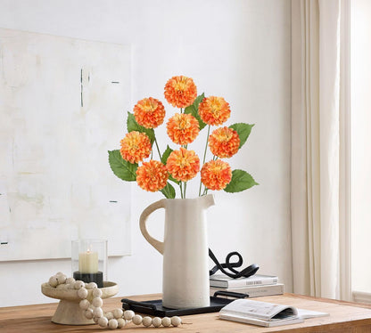 27.6" Pink Artificial Dahlia Flowers 3Pcs Fake Roses Bouquet Ball Dahlia Flower Arrangement Faux Pincushion Flower with 3 Heads Long Stem for Centerpiece Home Decor