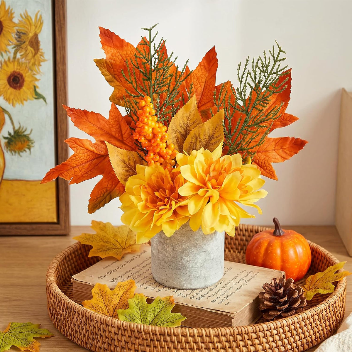 Sunflower Artificial Flowers Pot, Sunflower Decor, Yellow Fake Flower in Pots, for Home Bathroom Kitchen