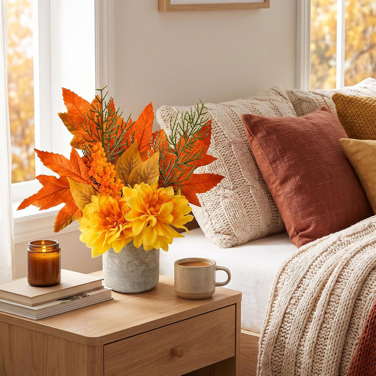 Sunflower Artificial Flowers Pot, Sunflower Decor, Yellow Fake Flower in Pots, for Home Bathroom Kitchen