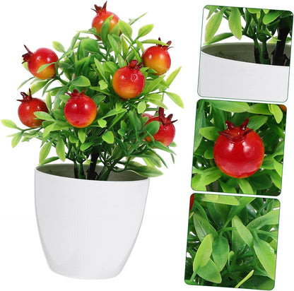 Mini Artificial Pomegranate Fruit Tree Bonsai for Decor Easy-to-Clean Fruit Tree Model