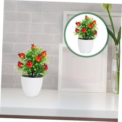 Mini Artificial Pomegranate Fruit Tree Bonsai for Decor Easy-to-Clean Fruit Tree Model