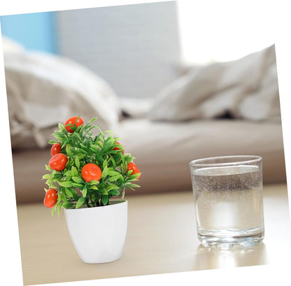 Mini Artificial Pomegranate Fruit Tree Bonsai for Decor Easy-to-Clean Fruit Tree Model