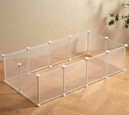 Transparent Clear Small Animal Playpen, Guinea Pig Cages, Puppy Dog Playpen, Pet Playpen, Rabbit Bunny Indoor Fence Pen Enclosure, White Clear Plastic Playpen,12X12 Inch, 12Panels