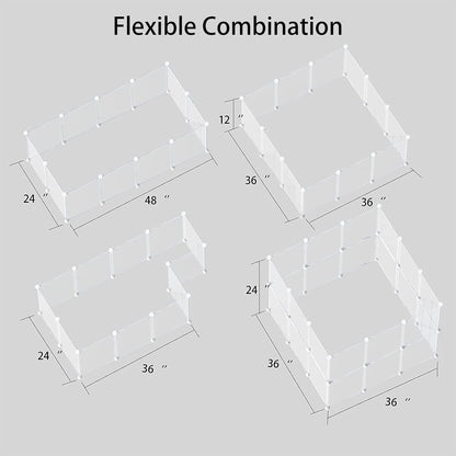 Transparent Clear Small Animal Playpen, Guinea Pig Cages, Puppy Dog Playpen, Pet Playpen, Rabbit Bunny Indoor Fence Pen Enclosure, White Clear Plastic Playpen,12X12 Inch, 12Panels