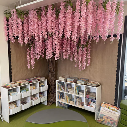DIY Wisteria Tree Hanging Flowers Branches 3D Paper Blossom Tree for Home Classroom Wall Spring Decor Fake Ceiling Flowers 20 Wisteria Branches for Indoor Bedroom Forest Background(Pruple)