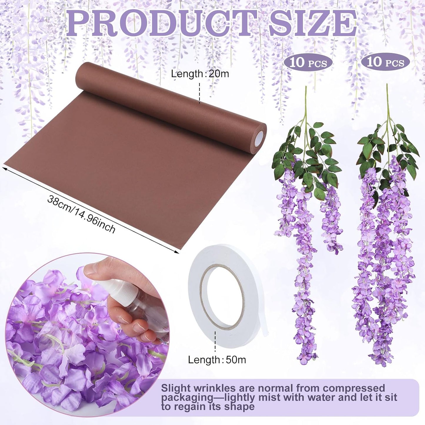 DIY Wisteria Tree Hanging Flowers Branches 3D Paper Blossom Tree for Home Classroom Wall Spring Decor Fake Ceiling Flowers 20 Wisteria Branches for Indoor Bedroom Forest Background(Pruple)