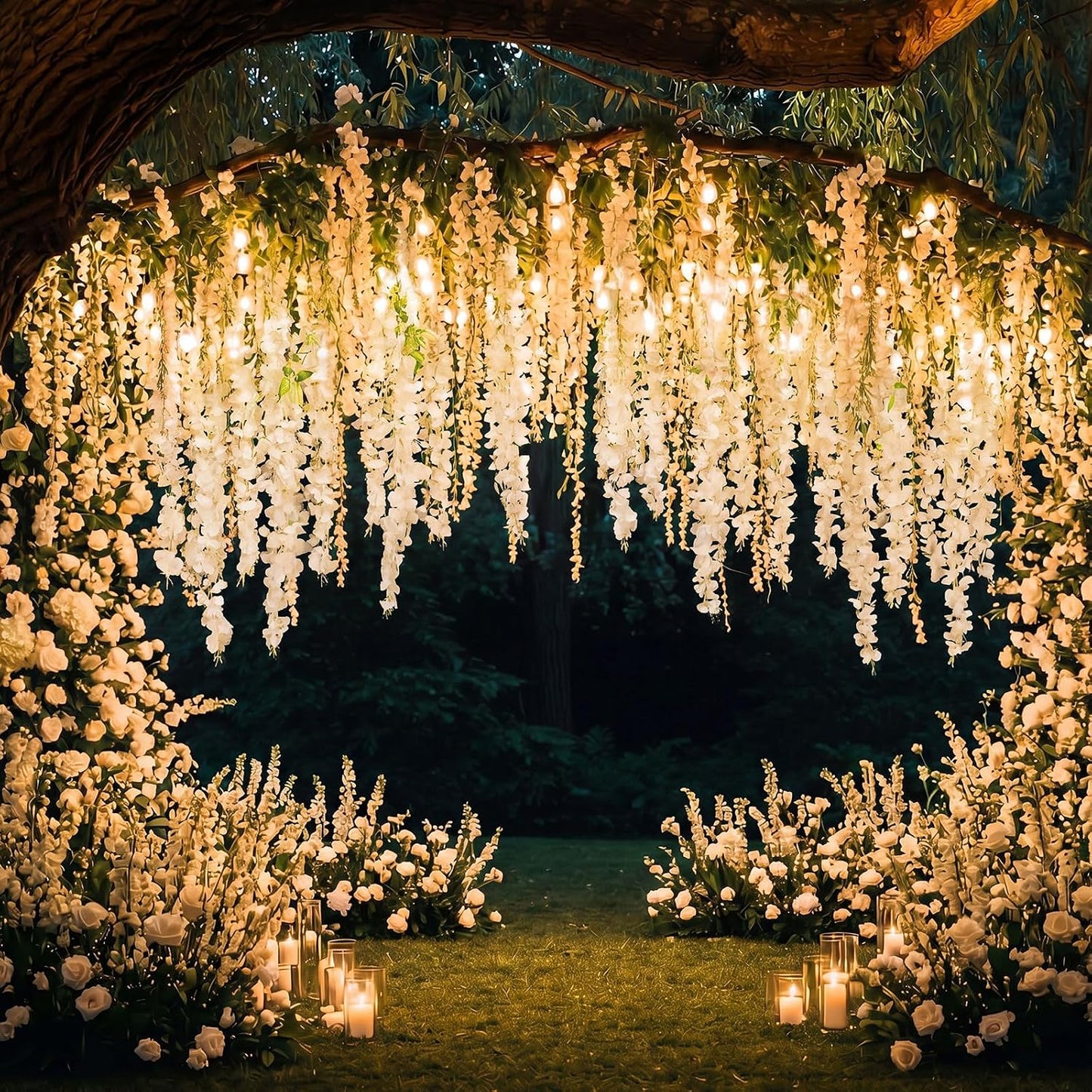 DIY Wisteria Tree Hanging Flowers Branches 3D Paper Blossom Tree for Home Classroom Wall Spring Decor Fake Ceiling Flowers 20 Wisteria Branches for Indoor Bedroom Forest Background(Pruple)