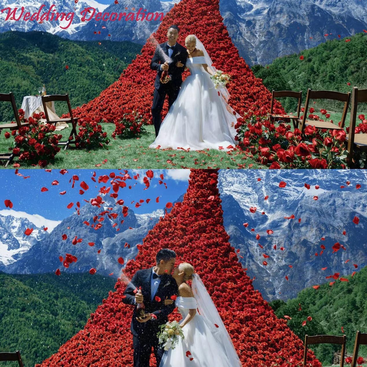 2200 PCS Dark-Red Silk Rose Petals for Romantic Night,Wedding,Proposal Anniversary Flower Decorations