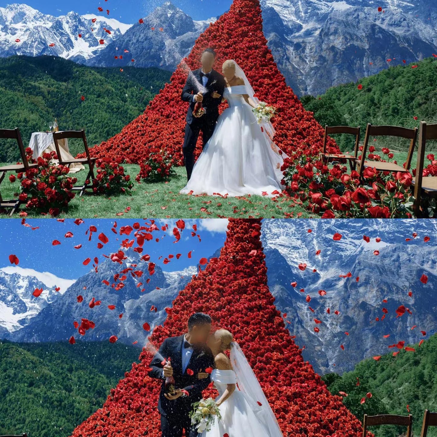 2200 PCS Dark-Red Silk Rose Petals for Romantic Night,Wedding,Proposal Anniversary Flower Decorations