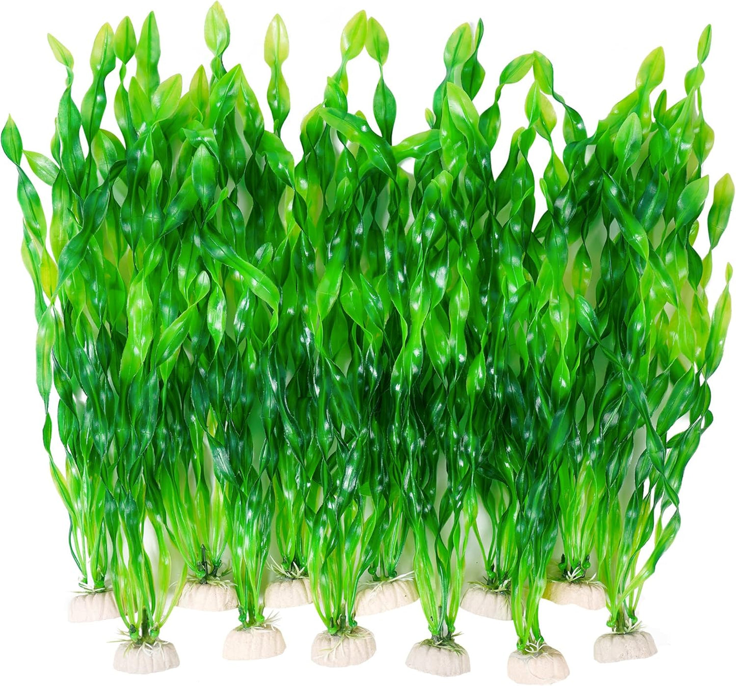 12 PCS Aquarium Artificial Plastic Seaweed Plants Decor | 12 Inch tall fish tank decorations, seaweed aquarium decor accessories for large fish tanks, betta goldfish big Bowl Ornament