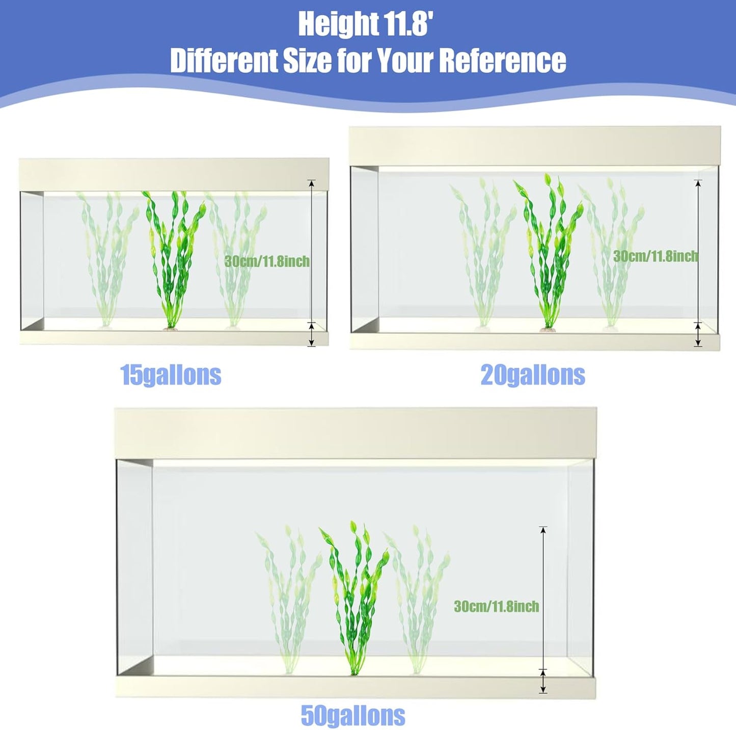 12 PCS Aquarium Artificial Plastic Seaweed Plants Decor | 12 Inch tall fish tank decorations, seaweed aquarium decor accessories for large fish tanks, betta goldfish big Bowl Ornament