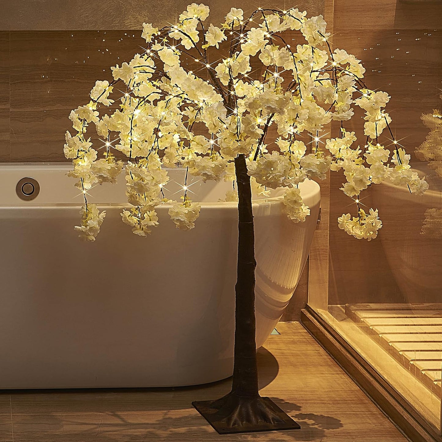 Lighted Magnolia Tree 6FT 280 LED Fairy Lights, Faux Plant Tree with Lights for Home Holiday Spring Decoration