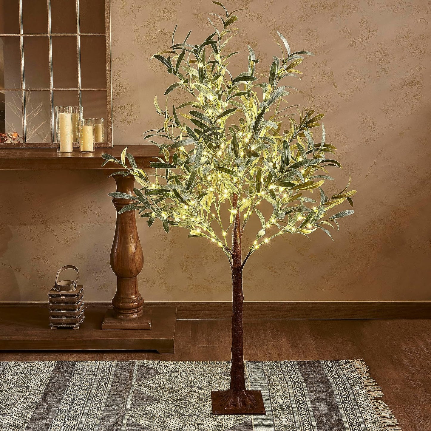 Lighted Magnolia Tree 6FT 280 LED Fairy Lights, Faux Plant Tree with Lights for Home Holiday Spring Decoration