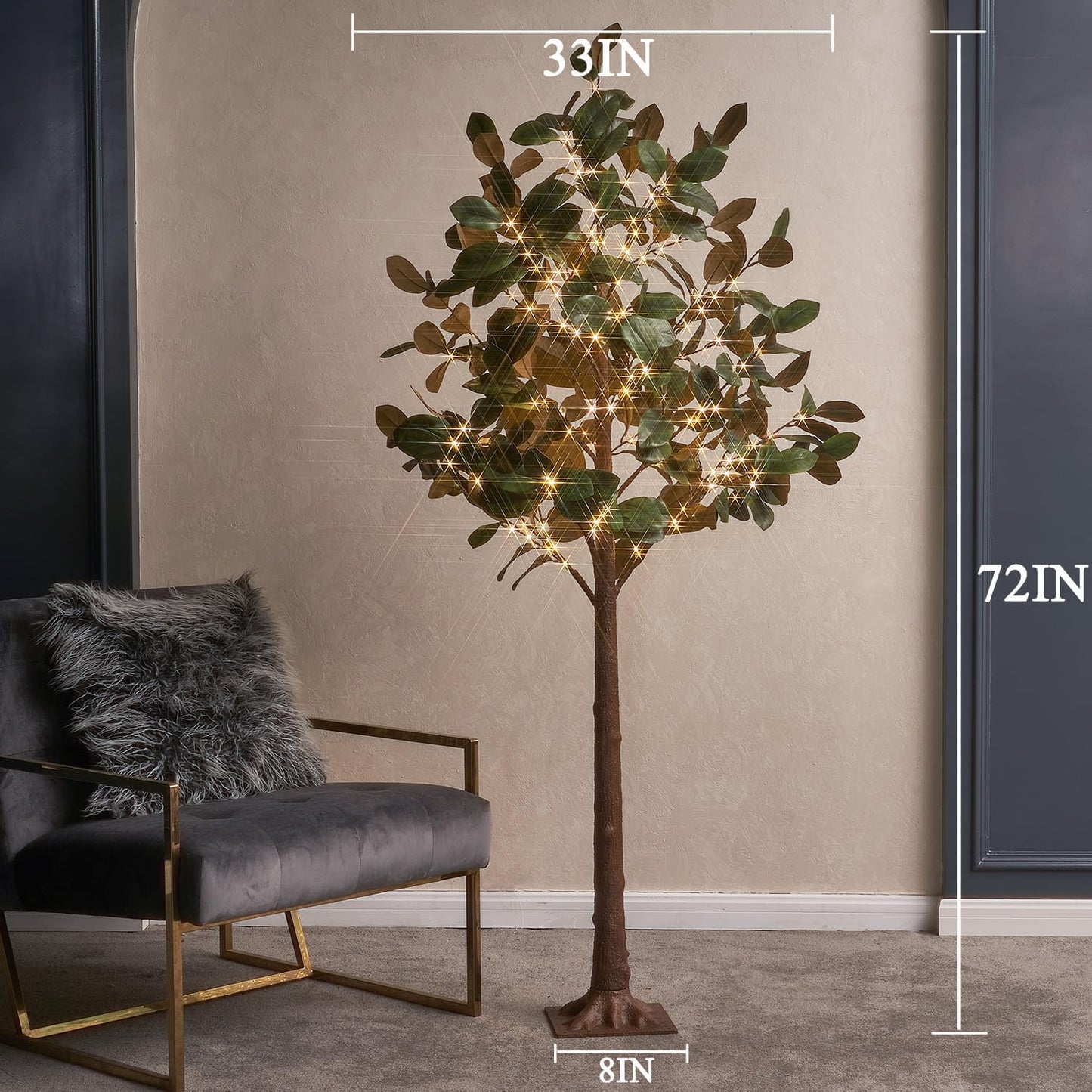 Lighted Magnolia Tree 6FT 280 LED Fairy Lights, Faux Plant Tree with Lights for Home Holiday Spring Decoration