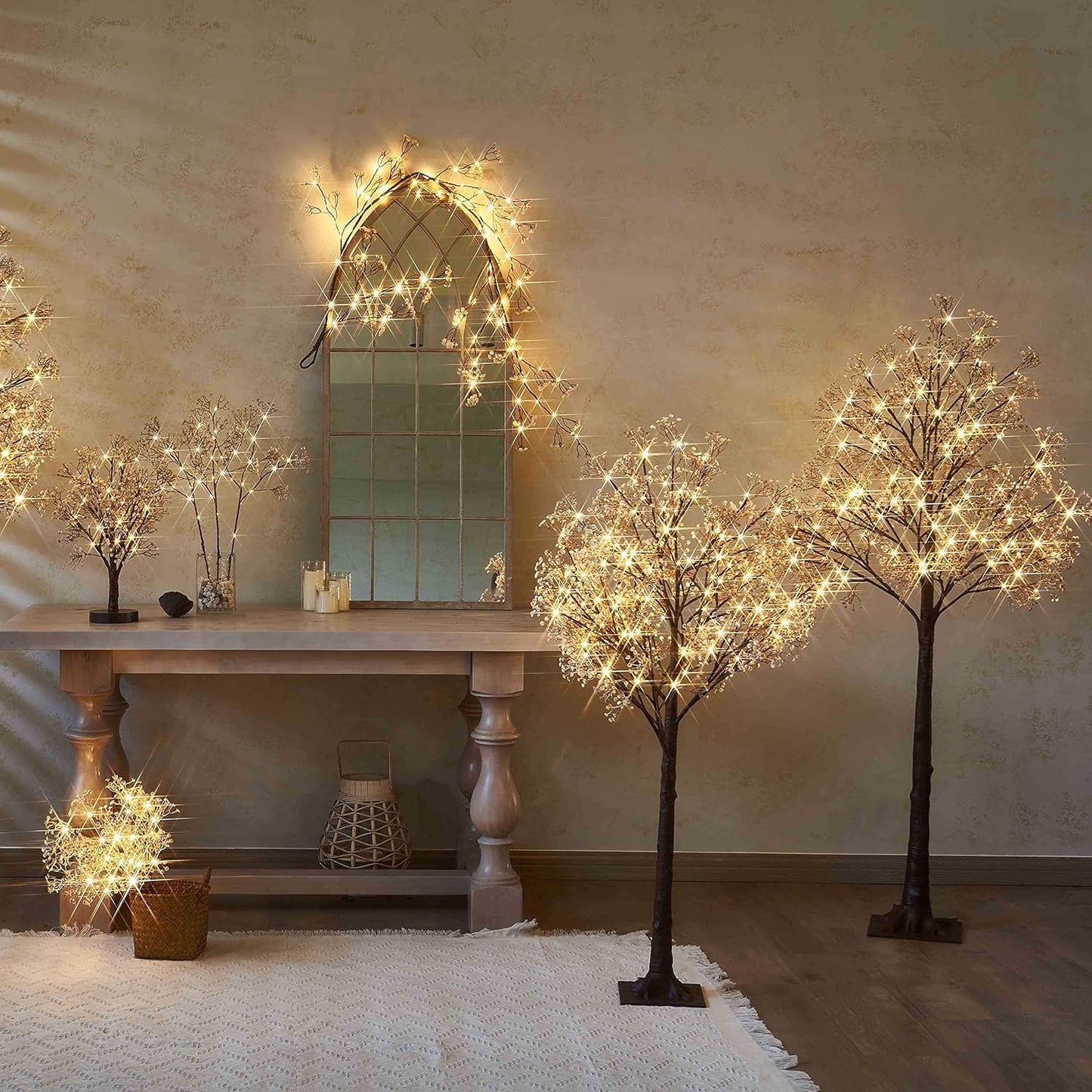 Lighted Magnolia Tree 6FT 280 LED Fairy Lights, Faux Plant Tree with Lights for Home Holiday Spring Decoration