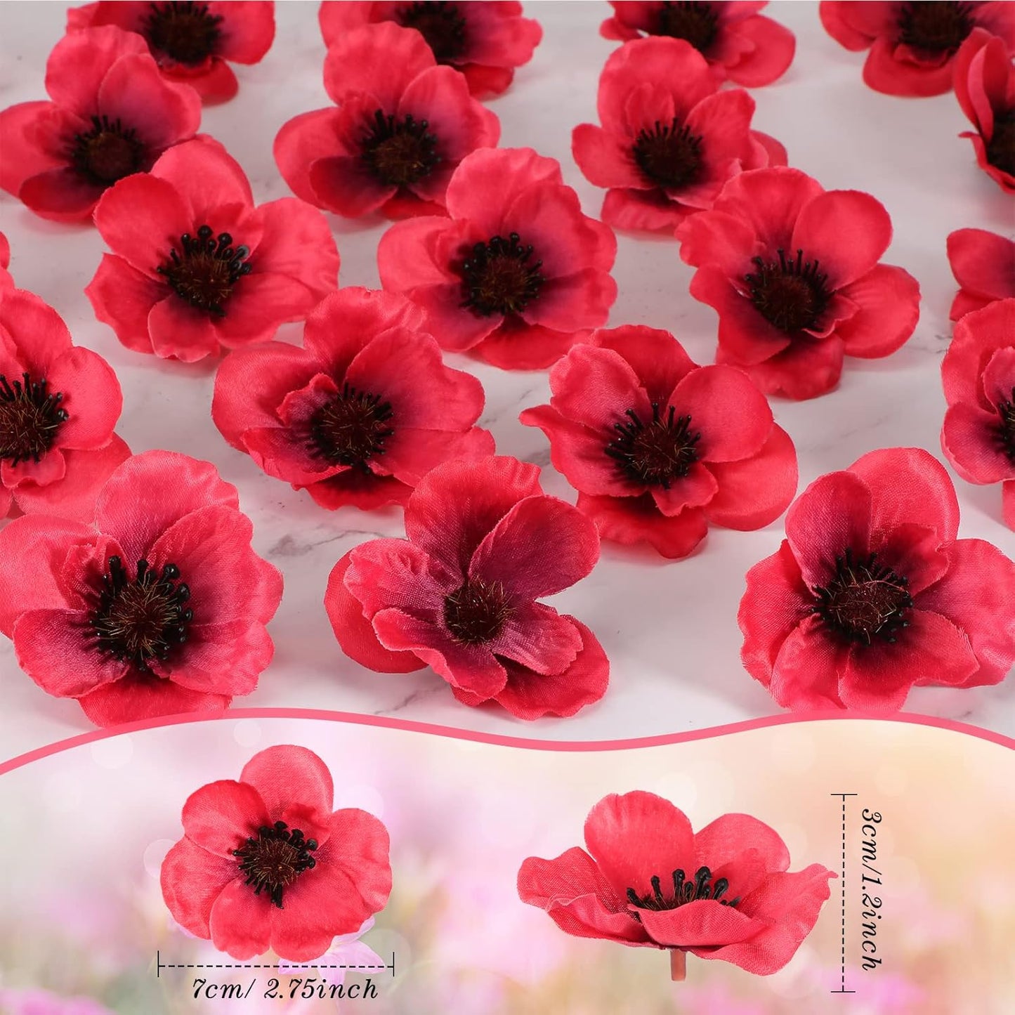 150 Pieces Red Fake Poppies Flowers Artificial Decor for Halloween | Wedding Centerpieces Bridal Bouquet Corsages Party Home Wizard Decorations Vase DIY Arrangements Memorial/veterans Day