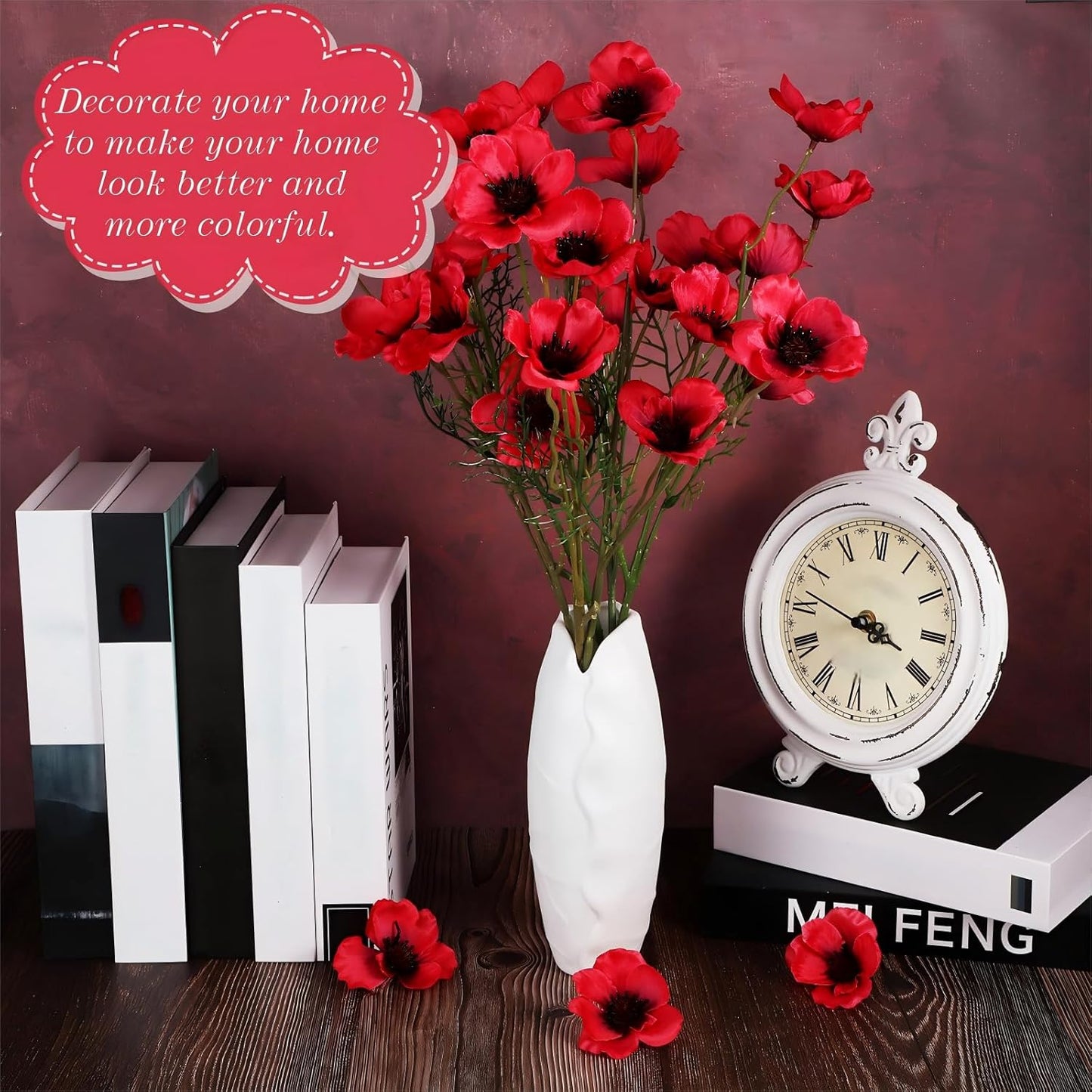 150 Pieces Red Fake Poppies Flowers Artificial Decor for Halloween | Wedding Centerpieces Bridal Bouquet Corsages Party Home Wizard Decorations Vase DIY Arrangements Memorial/veterans Day