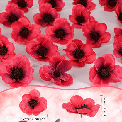 150 Pieces Red Fake Poppies Flowers Artificial Decor for Halloween | Wedding Centerpieces Bridal Bouquet Corsages Party Home Wizard Decorations Vase DIY Arrangements Memorial/veterans Day