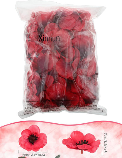 150 Pieces Red Fake Poppies Flowers Artificial Decor for Halloween | Wedding Centerpieces Bridal Bouquet Corsages Party Home Wizard Decorations Vase DIY Arrangements Memorial/veterans Day