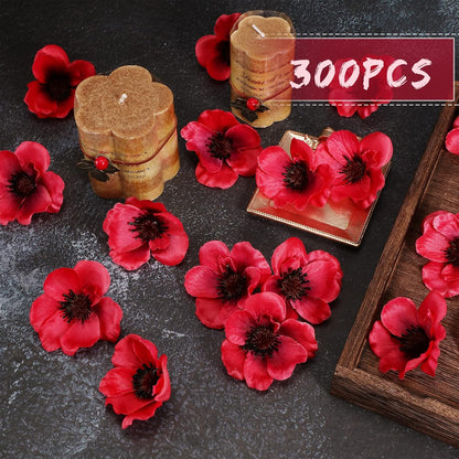 150 Pieces Red Fake Poppies Flowers Artificial Decor for Halloween | Wedding Centerpieces Bridal Bouquet Corsages Party Home Wizard Decorations Vase DIY Arrangements Memorial/veterans Day
