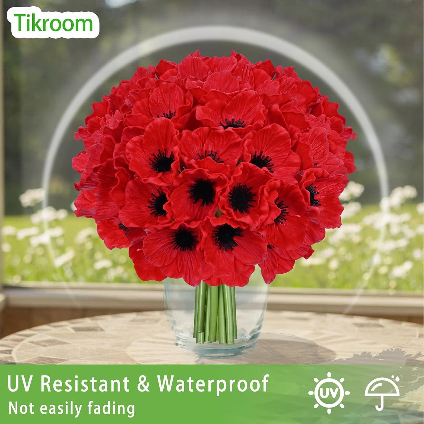 10Pcs Red Poppy Artificial Flowers 11" Real Touch No Fade PU Fake Flowers | for Wedding Centerpieces Bridal Bouquets Home Decor Vase DIY Arrangements Memorial/Veterans Day