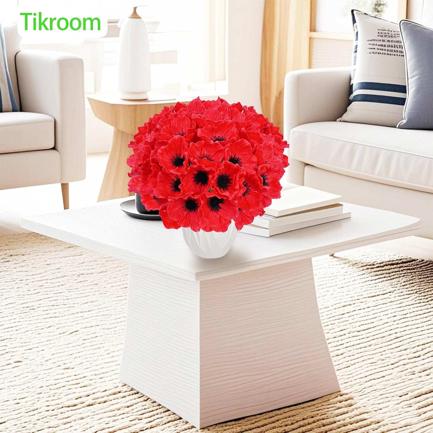 10Pcs Red Poppy Artificial Flowers 11" Real Touch No Fade PU Fake Flowers | for Wedding Centerpieces Bridal Bouquets Home Decor Vase DIY Arrangements Memorial/Veterans Day